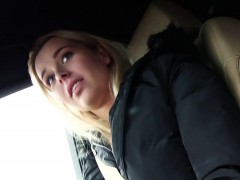 Blonde teen in panties banged in car pov