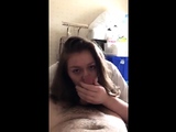 Blonde girl sucks dick and loves cum