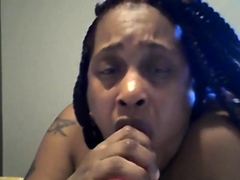 Nasty deep throat on the dildo