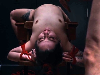 Cute submissive gets punishing face fuck